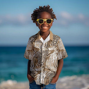 African Wild Animal Skins Kid Hawaiian Shirt Leopard Pattern - African Pride