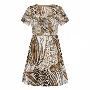 African Wild Animal Skins Kid Short Sleeve Dress Leopard Pattern - African Pride