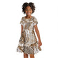 African Wild Animal Skins Kid Short Sleeve Dress Leopard Pattern - African Pride