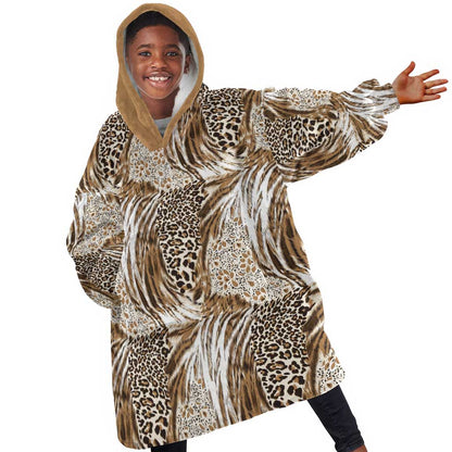 African Wild Animal Skins Kid Wearable Blanket Hoodie Leopard Pattern - African Pride