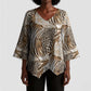 African Wild Animal Skins Kimono Sleeve Blouse Leopard Pattern