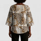 African Wild Animal Skins Kimono Sleeve Blouse Leopard Pattern