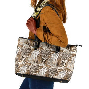 African Wild Animal Skins Leather Tote Bag Leopard Pattern - African Pride