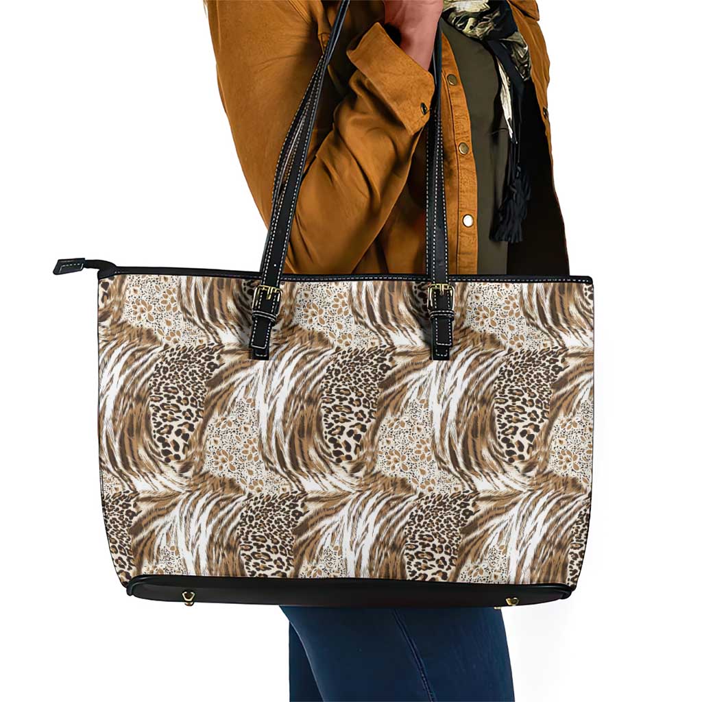 African Wild Animal Skins Leather Tote Bag Leopard Pattern - African Pride