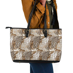 African Wild Animal Skins Leather Tote Bag Leopard Pattern - African Pride