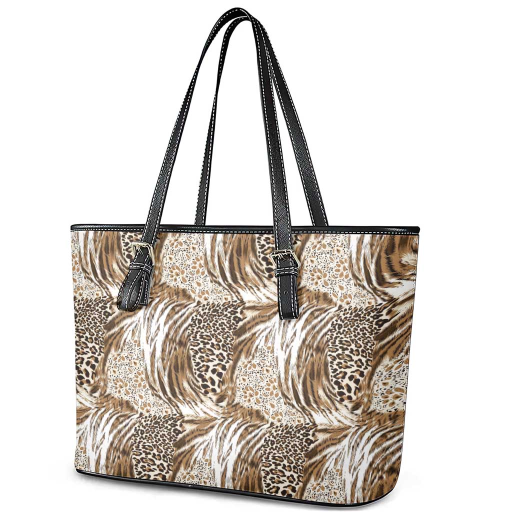 African Wild Animal Skins Leather Tote Bag Leopard Pattern - African Pride