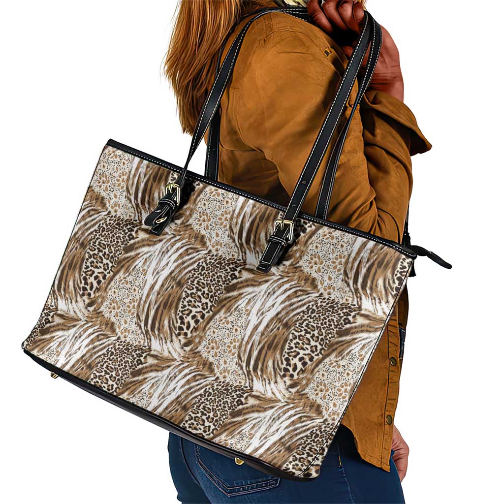 African Wild Animal Skins Leather Tote Bag Leopard Pattern - African Pride