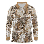 African Wild Animal Skins Long Sleeve Polo Shirt Leopard Pattern - African Pride