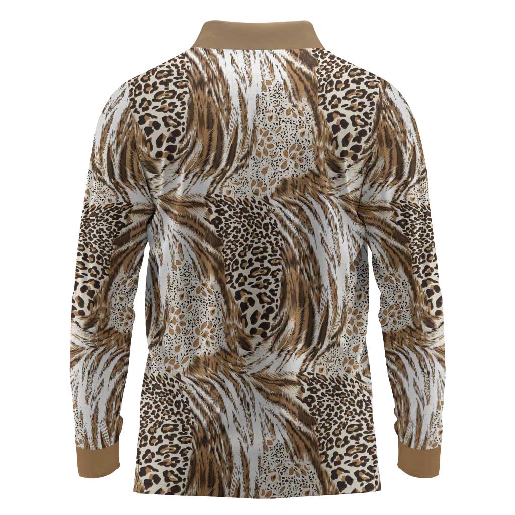 African Wild Animal Skins Long Sleeve Polo Shirt Leopard Pattern - African Pride