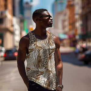 African Wild Animal Skins Men Tank Top Leopard Pattern - African Pride
