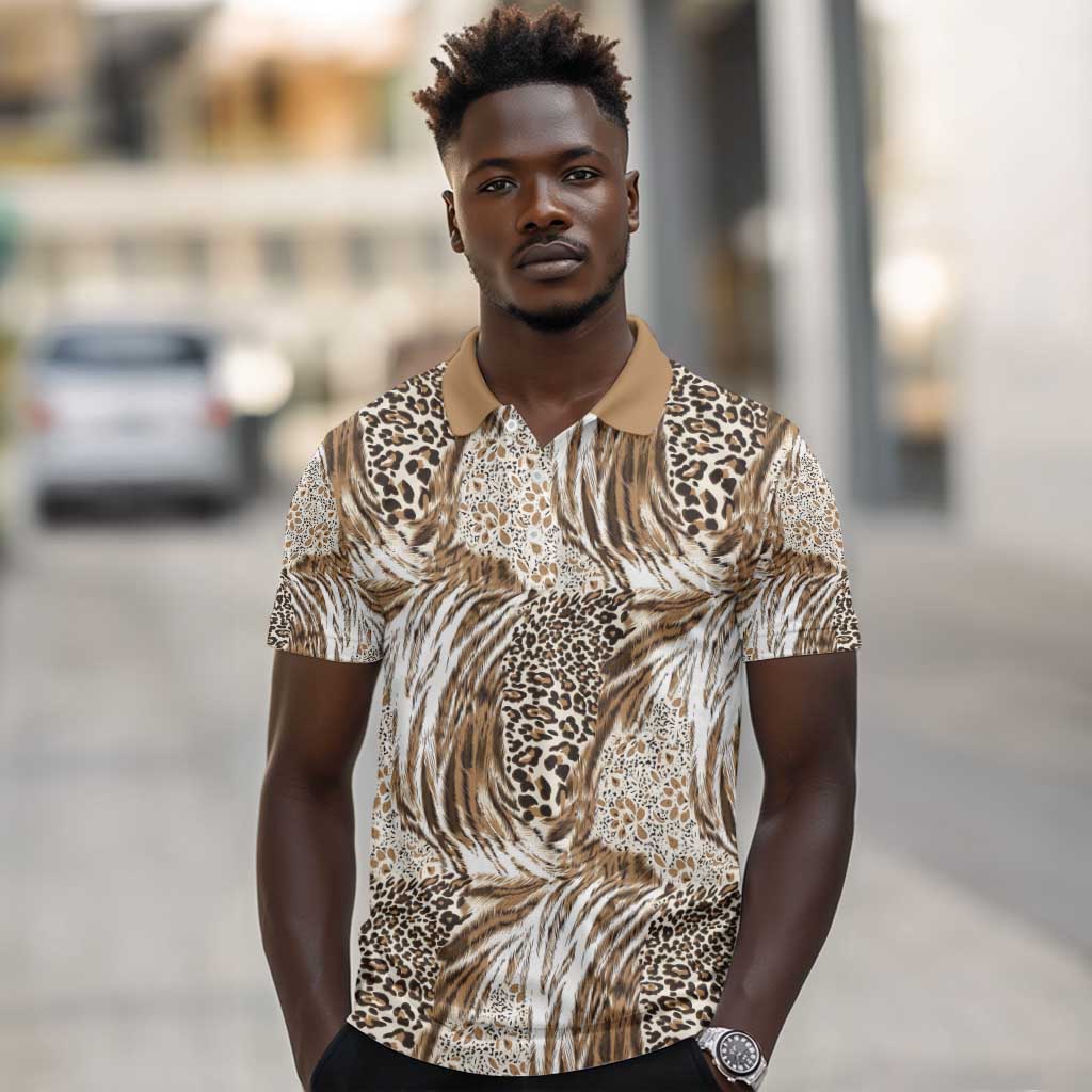 African Wild Animal Skins Polo Shirt Leopard Pattern - African Pride