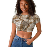 African Wild Animal Skins Raglan Cropped T shirt Leopard Pattern - African Pride