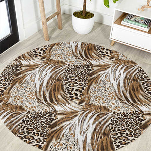 African Wild Animal Skins Round Carpet Leopard Pattern - African Pride