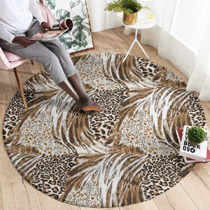 African Wild Animal Skins Round Carpet Leopard Pattern - African Pride