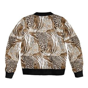 African Wild Animal Skins Sleeve Zip Bomber Jacket Leopard Pattern - African Pride