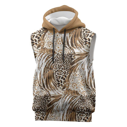 African Wild Animal Skins Sleeveless Hoodie Leopard Pattern - African Pride