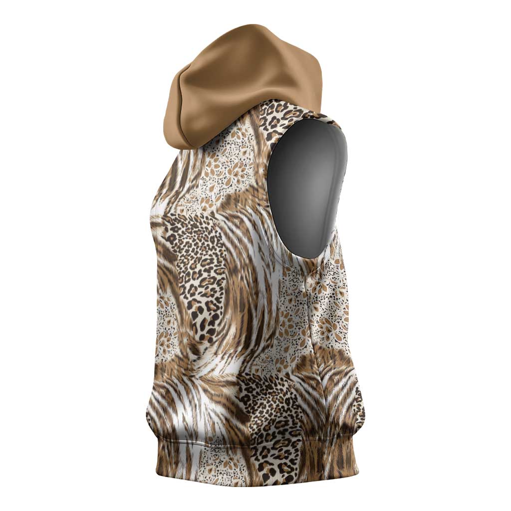African Wild Animal Skins Sleeveless Hoodie Leopard Pattern - African Pride