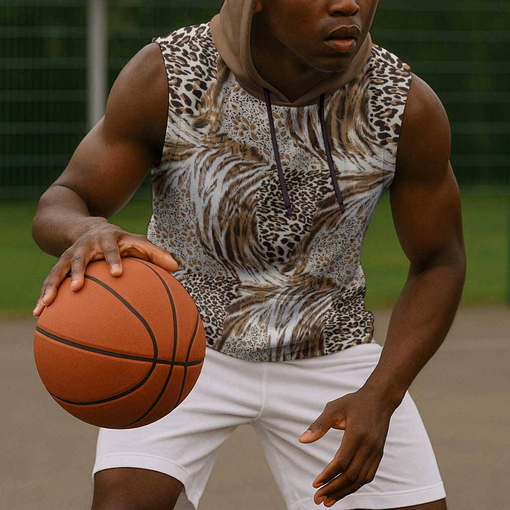 African Wild Animal Skins Sleeveless Hoodie Leopard Pattern - African Pride