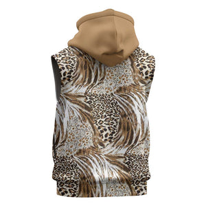 African Wild Animal Skins Sleeveless Zip Hoodie Leopard Pattern - African Pride
