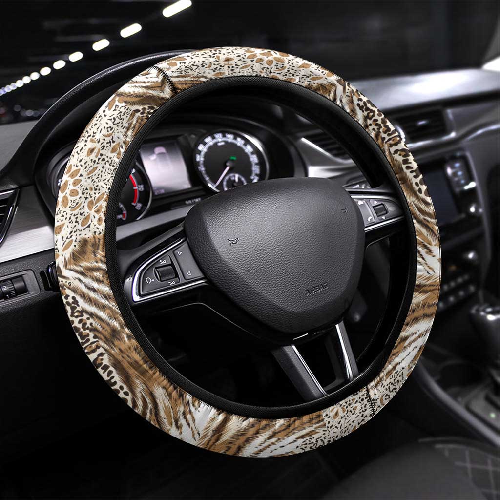 African Wild Animal Skins Steering Wheel Cover Leopard Pattern - African Pride