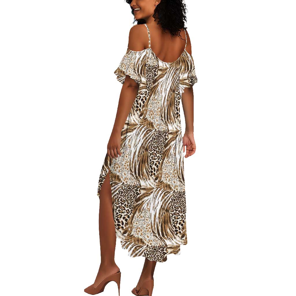 African Wild Animal Skins Summer Maxi Dress Leopard Pattern - African Pride
