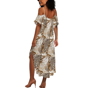 African Wild Animal Skins Summer Maxi Dress Leopard Pattern - African Pride