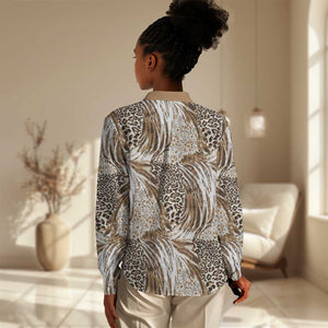 African Wild Animal Skins Women Casual Shirt Leopard Pattern - African Pride