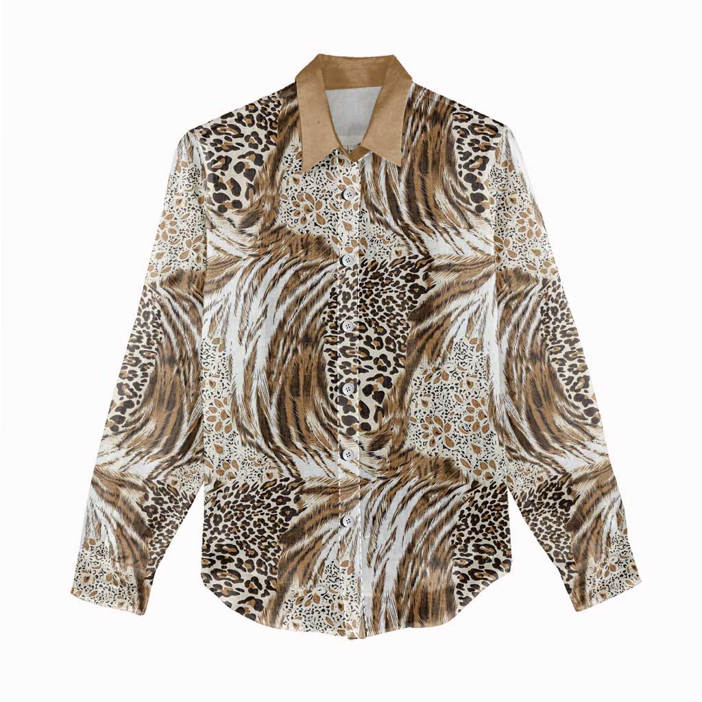 African Wild Animal Skins Women Casual Shirt Leopard Pattern - African Pride