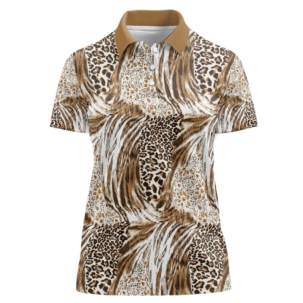 African Wild Animal Skins Women Polo Shirt Leopard Pattern - African Pride