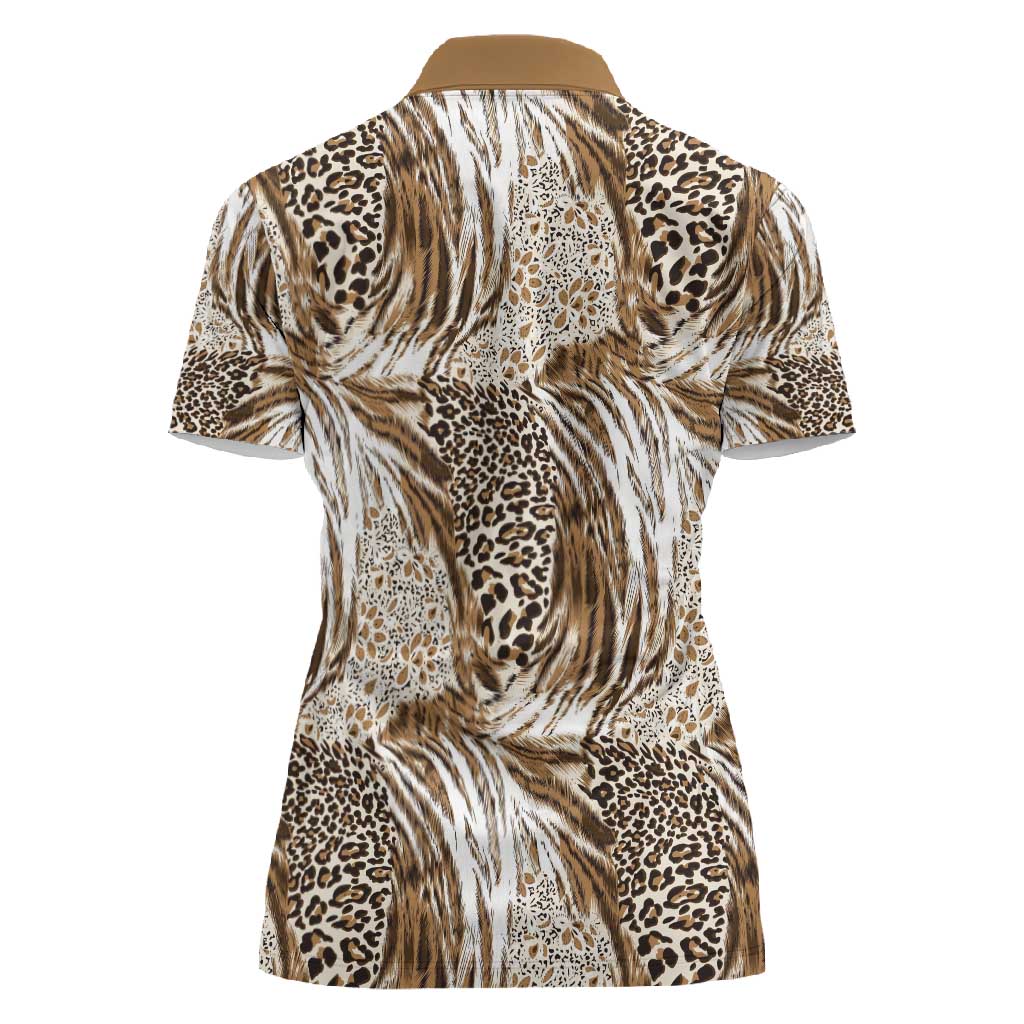 African Wild Animal Skins Women Polo Shirt Leopard Pattern - African Pride