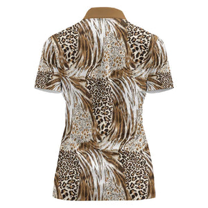 African Wild Animal Skins Women Polo Shirt Leopard Pattern - African Pride