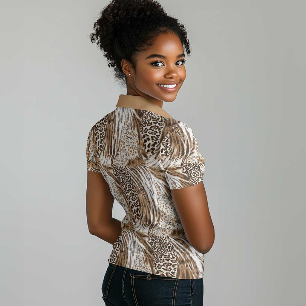African Wild Animal Skins Women Polo Shirt Leopard Pattern - African Pride