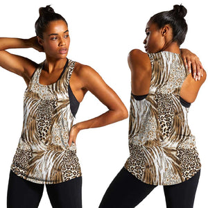 African Wild Animal Skins Women Racerback Tank Leopard Pattern - African Pride