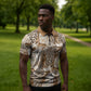 African Wild Animal Skins Zipper Polo Shirt Leopard Pattern