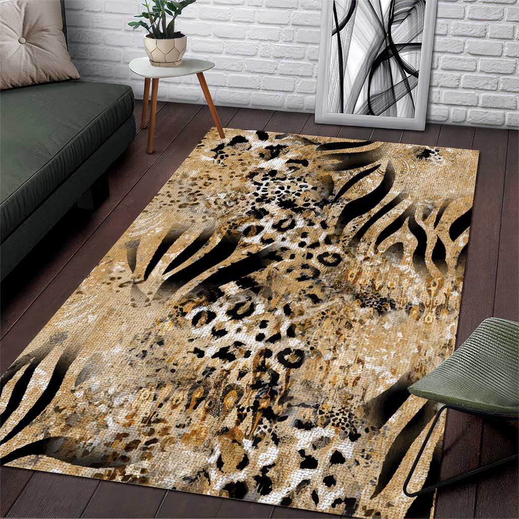 African Wild Animal Skins Area Rug Zebra Tiger Leopard Mix Skin - African Pride