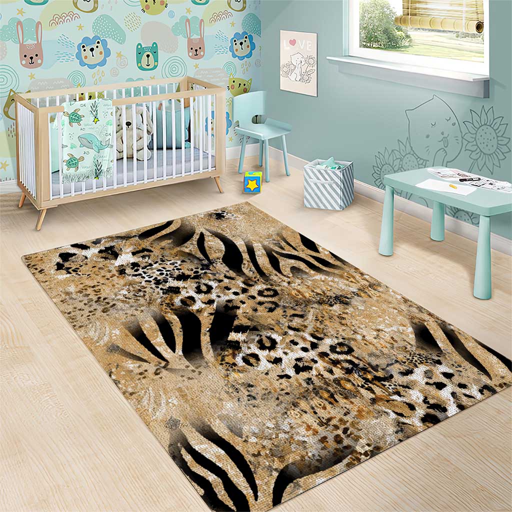 African Wild Animal Skins Area Rug Zebra Tiger Leopard Mix Skin - African Pride