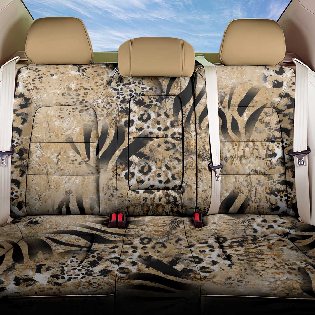 African Wild Animal Skins Back Car Seat Cover Zebra Tiger Leopard Mix Skin - African Pride
