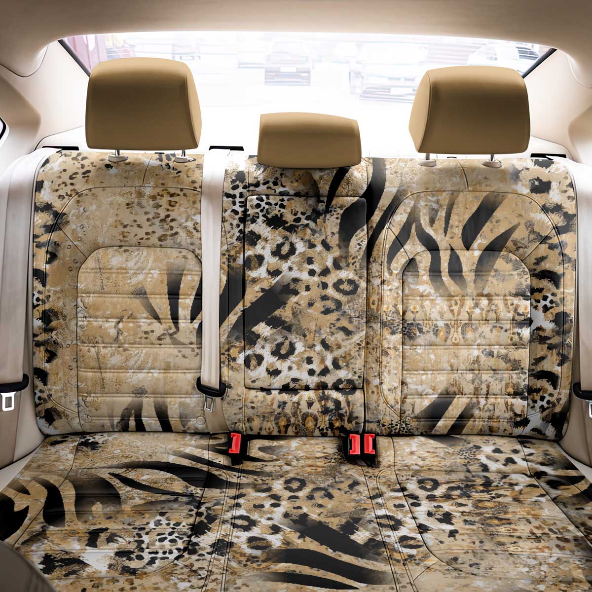 African Wild Animal Skins Back Car Seat Cover Zebra Tiger Leopard Mix Skin - African Pride