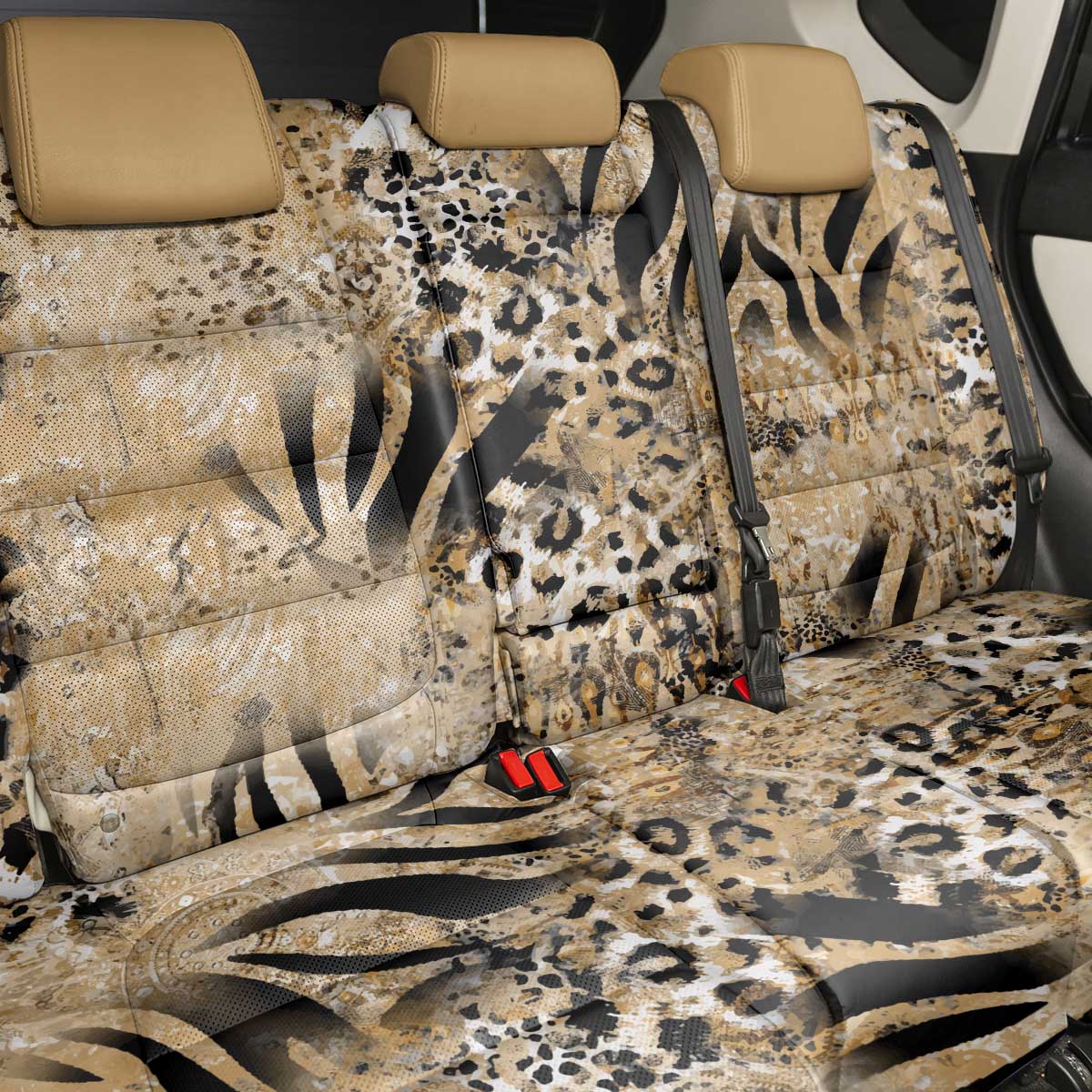 African Wild Animal Skins Back Car Seat Cover Zebra Tiger Leopard Mix Skin - African Pride