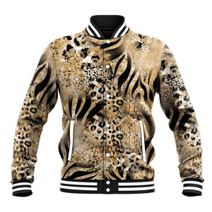 African Wild Animal Skins Baseball Jacket Zebra Tiger Leopard Mix Skin - African Pride