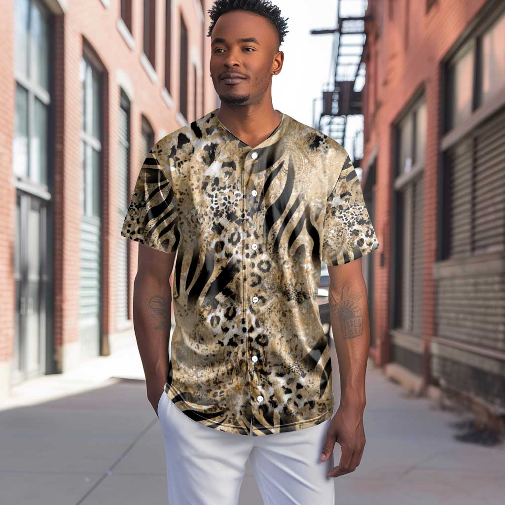 African Wild Animal Skins Baseball Jersey Zebra Tiger Leopard Mix Skin - African Pride