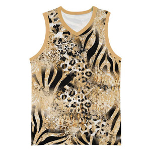 African Wild Animal Skins Basketball Jersey Zebra Tiger Leopard Mix Skin - African Pride