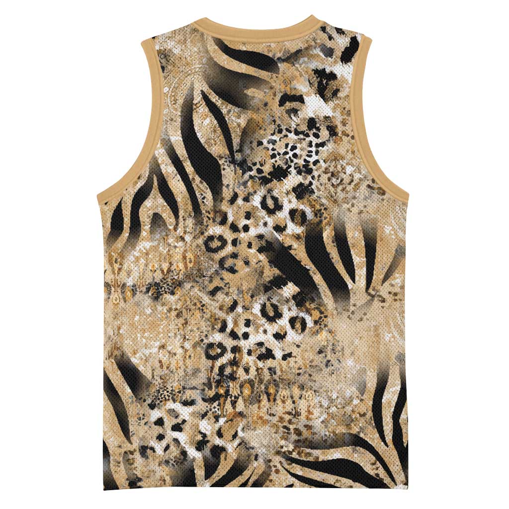 African Wild Animal Skins Basketball Jersey Zebra Tiger Leopard Mix Skin - African Pride