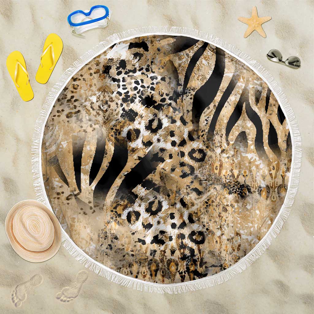 African Wild Animal Skins Beach Blanket Zebra Tiger Leopard Mix Skin - African Pride