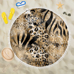 African Wild Animal Skins Beach Blanket Zebra Tiger Leopard Mix Skin - African Pride