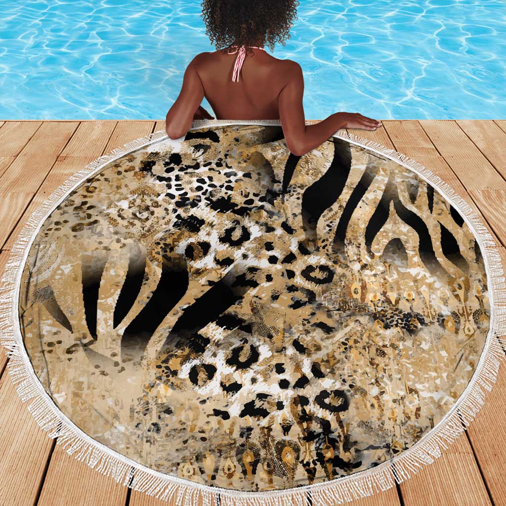 African Wild Animal Skins Beach Blanket Zebra Tiger Leopard Mix Skin - African Pride