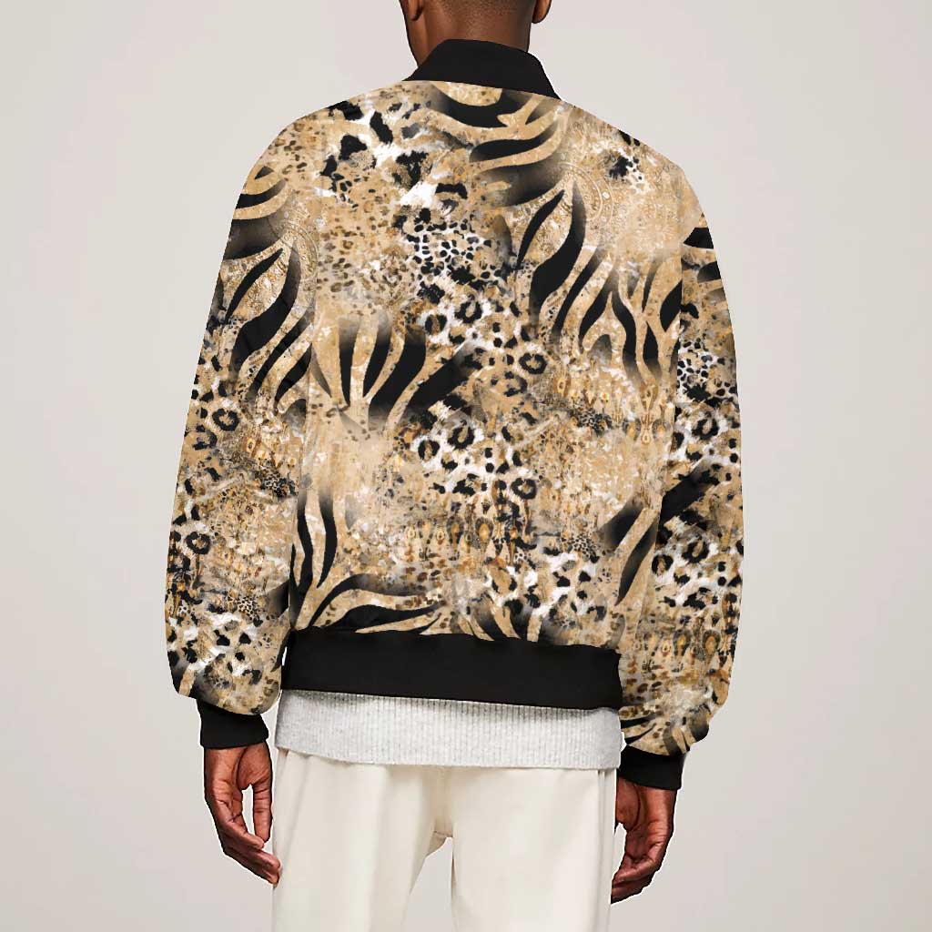 African Wild Animal Skins Bomber Jacket Zebra Tiger Leopard Mix Skin - African Pride