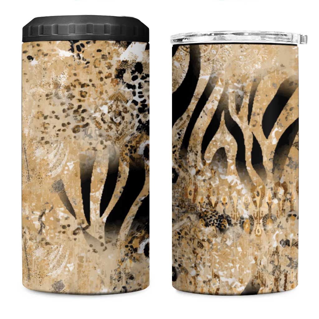 African Wild Animal Skins 4 in 1 Can Cooler Tumbler Zebra Tiger Leopard Mix Skin - African Pride