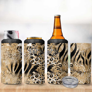 African Wild Animal Skins 4 in 1 Can Cooler Tumbler Zebra Tiger Leopard Mix Skin - African Pride