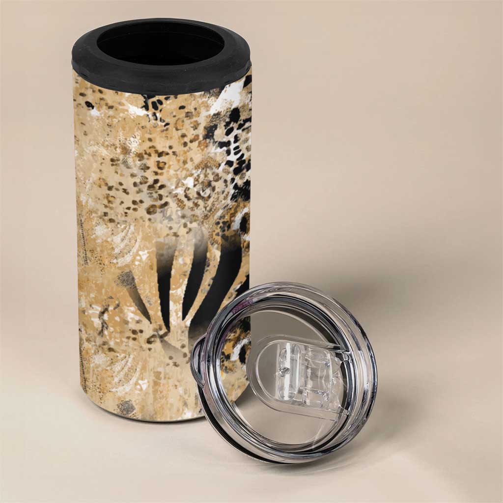 African Wild Animal Skins 4 in 1 Can Cooler Tumbler Zebra Tiger Leopard Mix Skin - African Pride